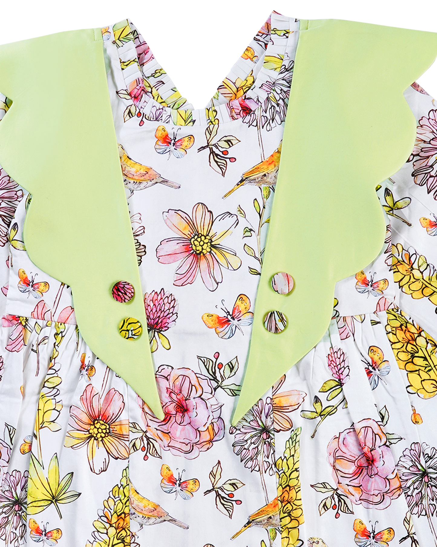 Girls Contrast Collar Floral Dress