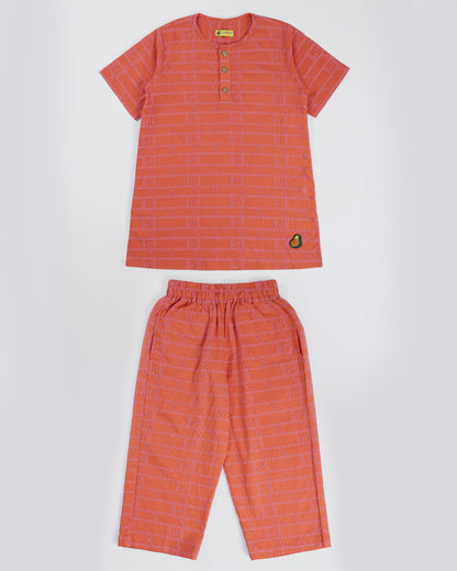 Sunset Charm Coral Kurta Set