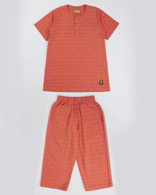 Sunset Charm Coral Kurta Set