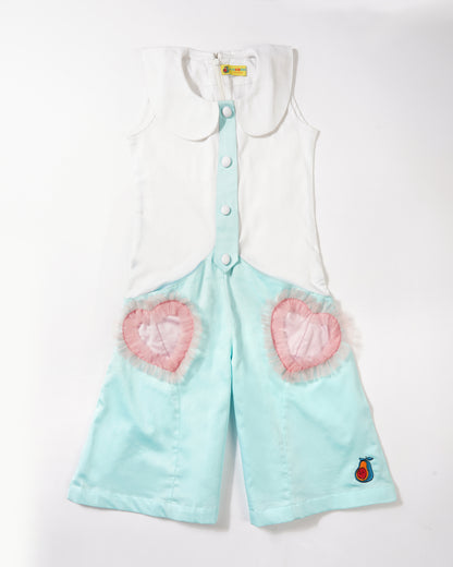 Girls Buttoned Relaxed fit heart playsuit