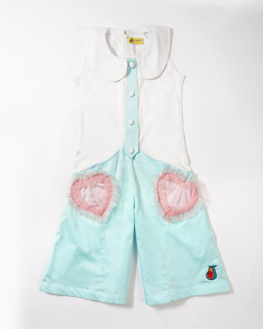 Girls Buttoned Relaxed fit heart playsuit