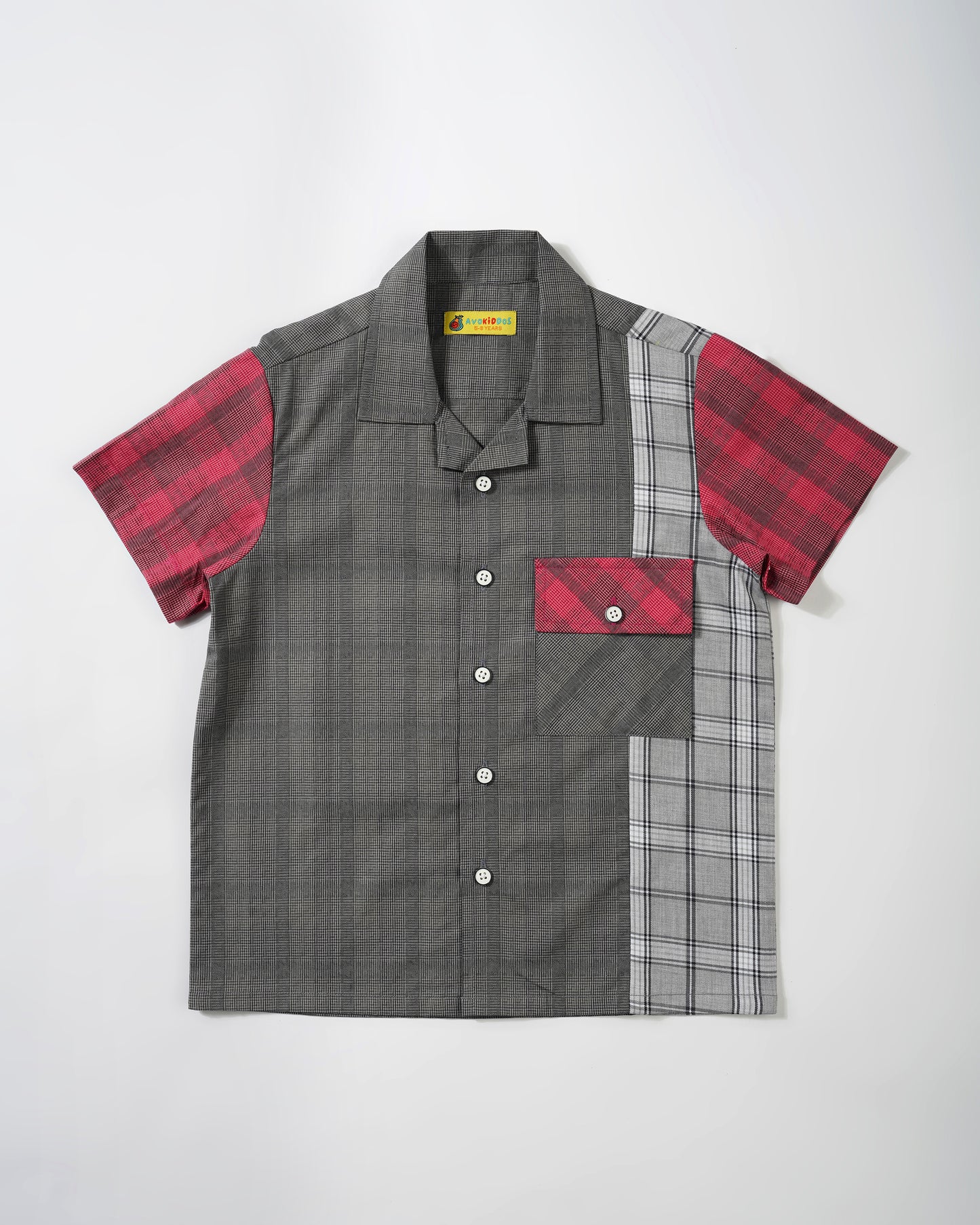 Boys Contrast Checks Stylish grey shirt