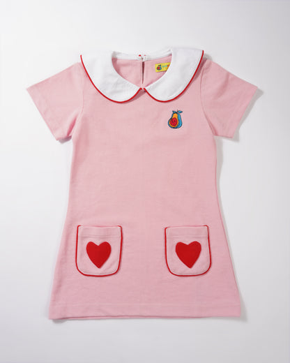 Girls Casual Heart Pocket Jersey dress