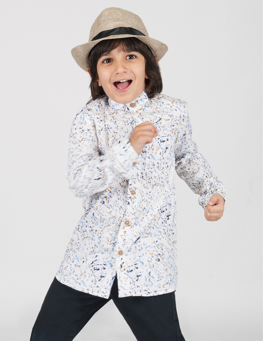 Boys Splashed Print Relaxed Shirt