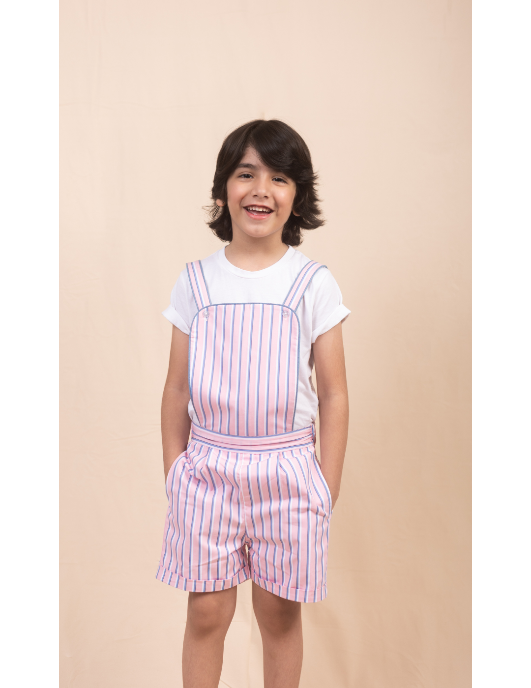 Unisex Pink Striped Playsuit