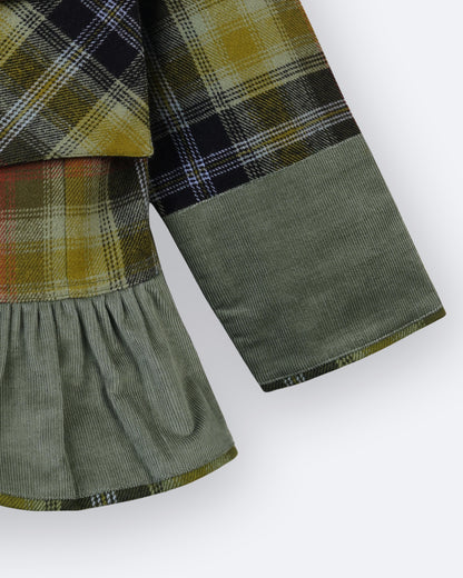 Girls Green Bean Checks Shirt