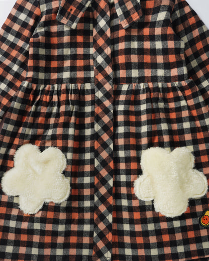 Girls Winter Checks Star Pocket Coat