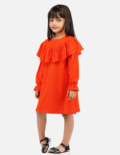 Girls Orange Lolly Skater Dress