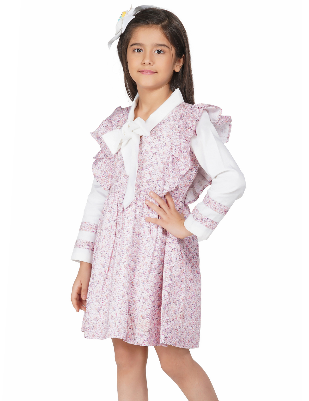 Girls Candy Floss Tie-Neck Dress