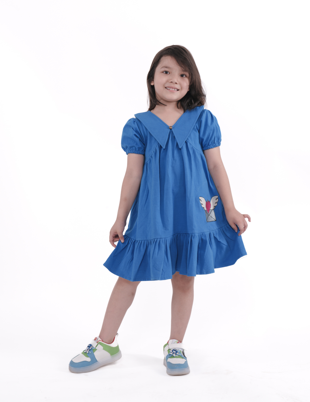 Girls Cone Collar Jersey dress