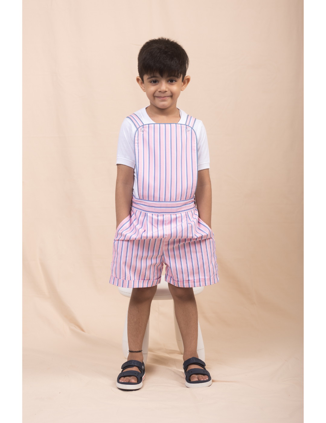 Unisex Pink Striped Playsuit