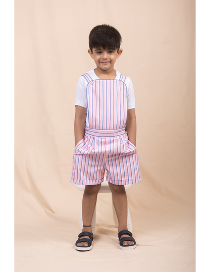 Unisex Pink Striped Playsuit