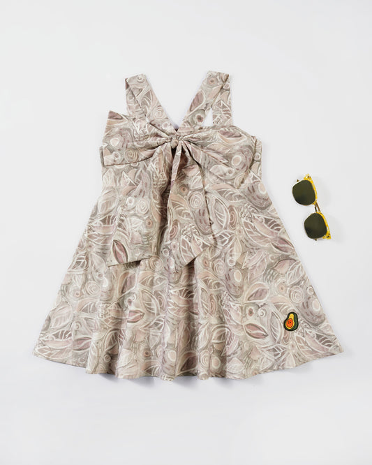 Girls Big Bow Floral Dress