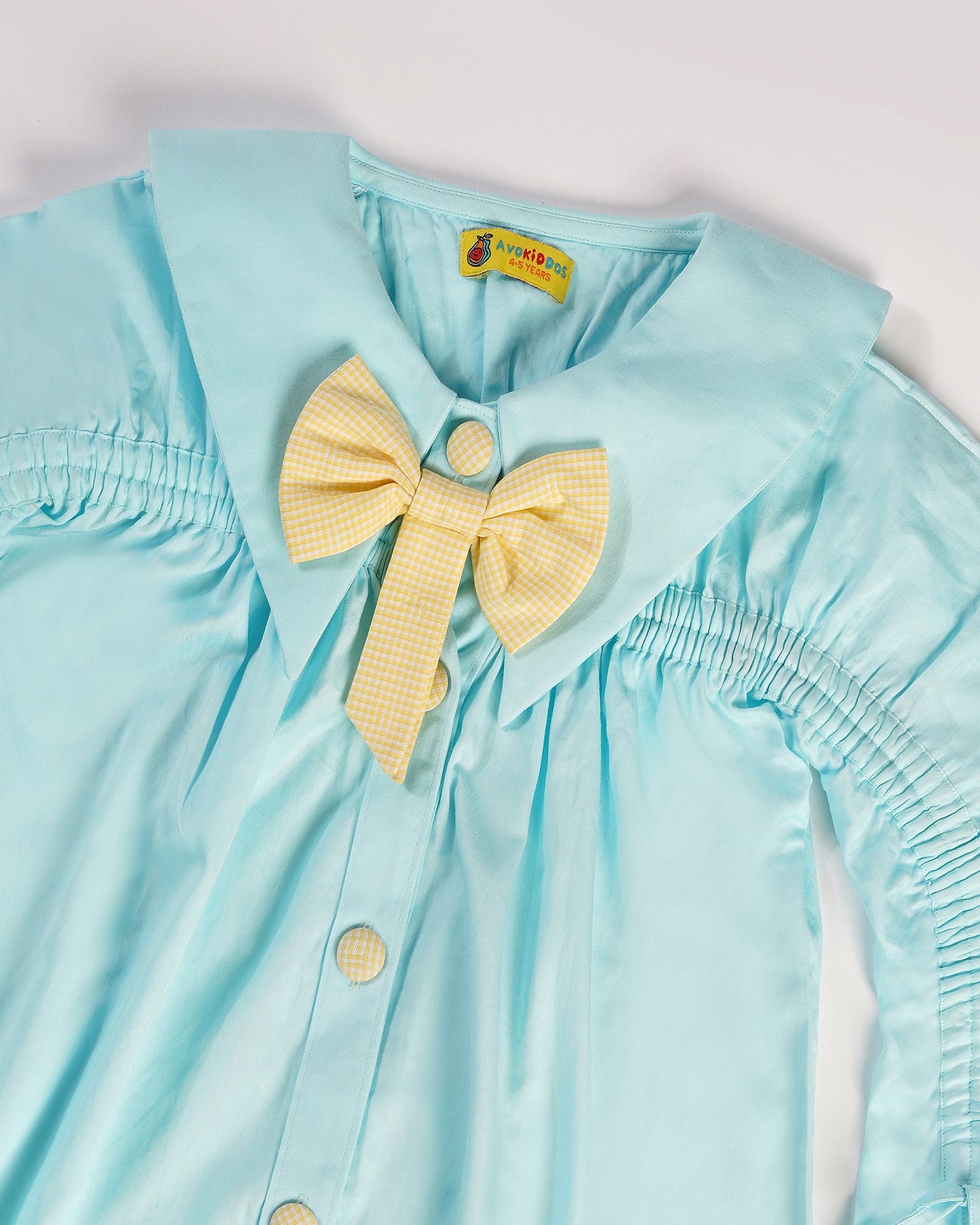 Girls Yellow Bow Big Sleeved Dress