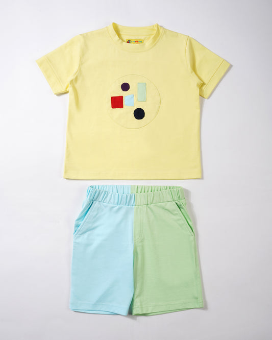 Boys playful shapes contrast shorts set