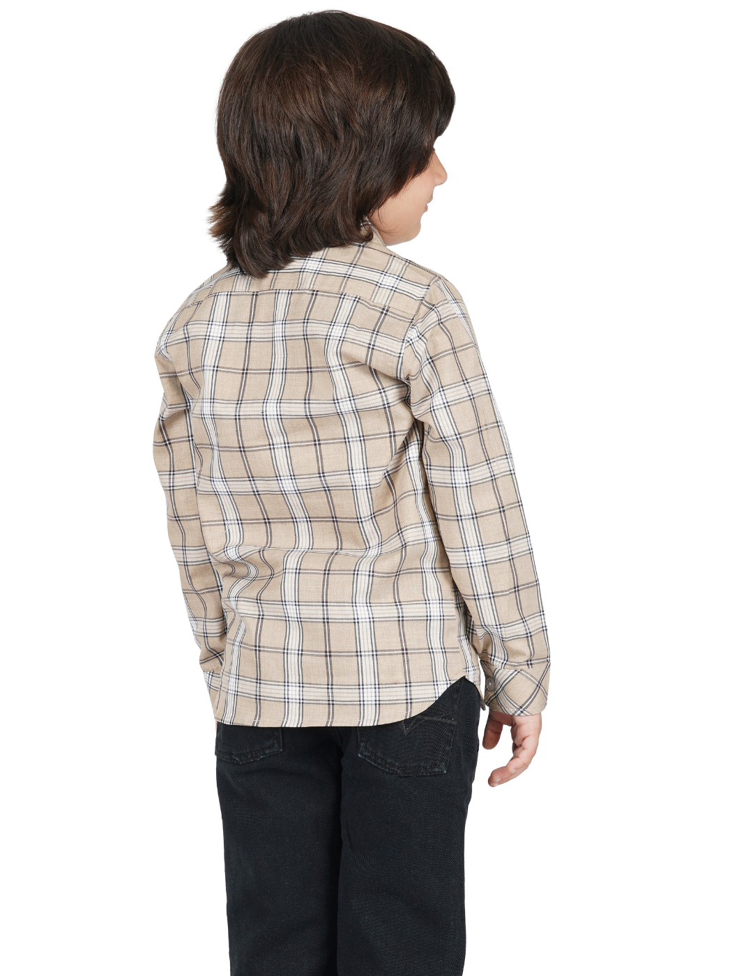 Boys Brown & White Checkered Shirt