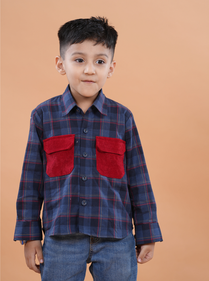 Boys Corduroy Pocket Long Sleeved Shirt