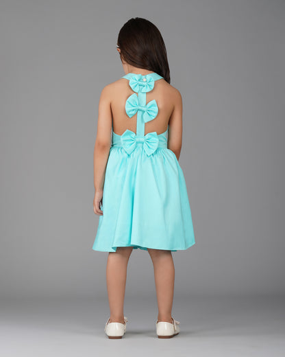 Girls Little Elsa Back Bow Dress