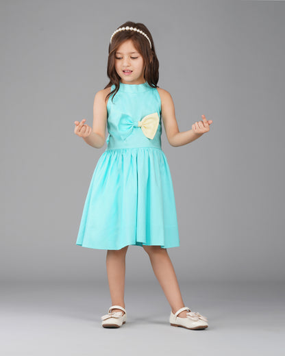 Girls Little Elsa Back Bow Dress