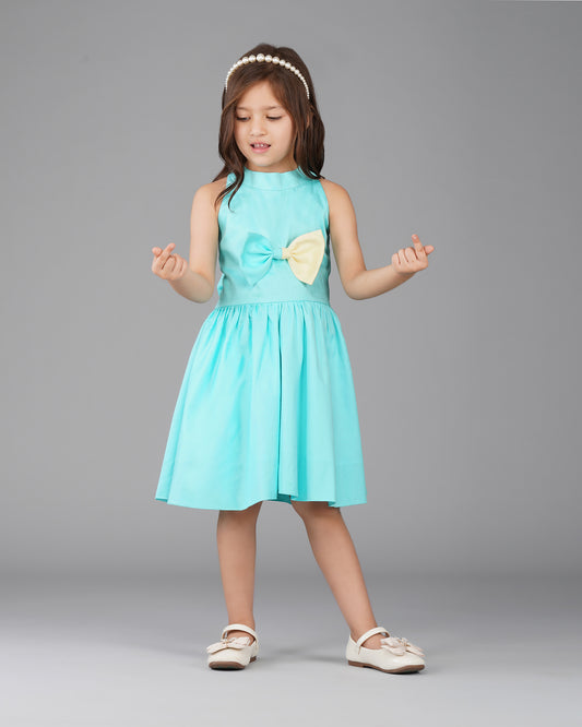 Girls Little Elsa Back Bow Dress