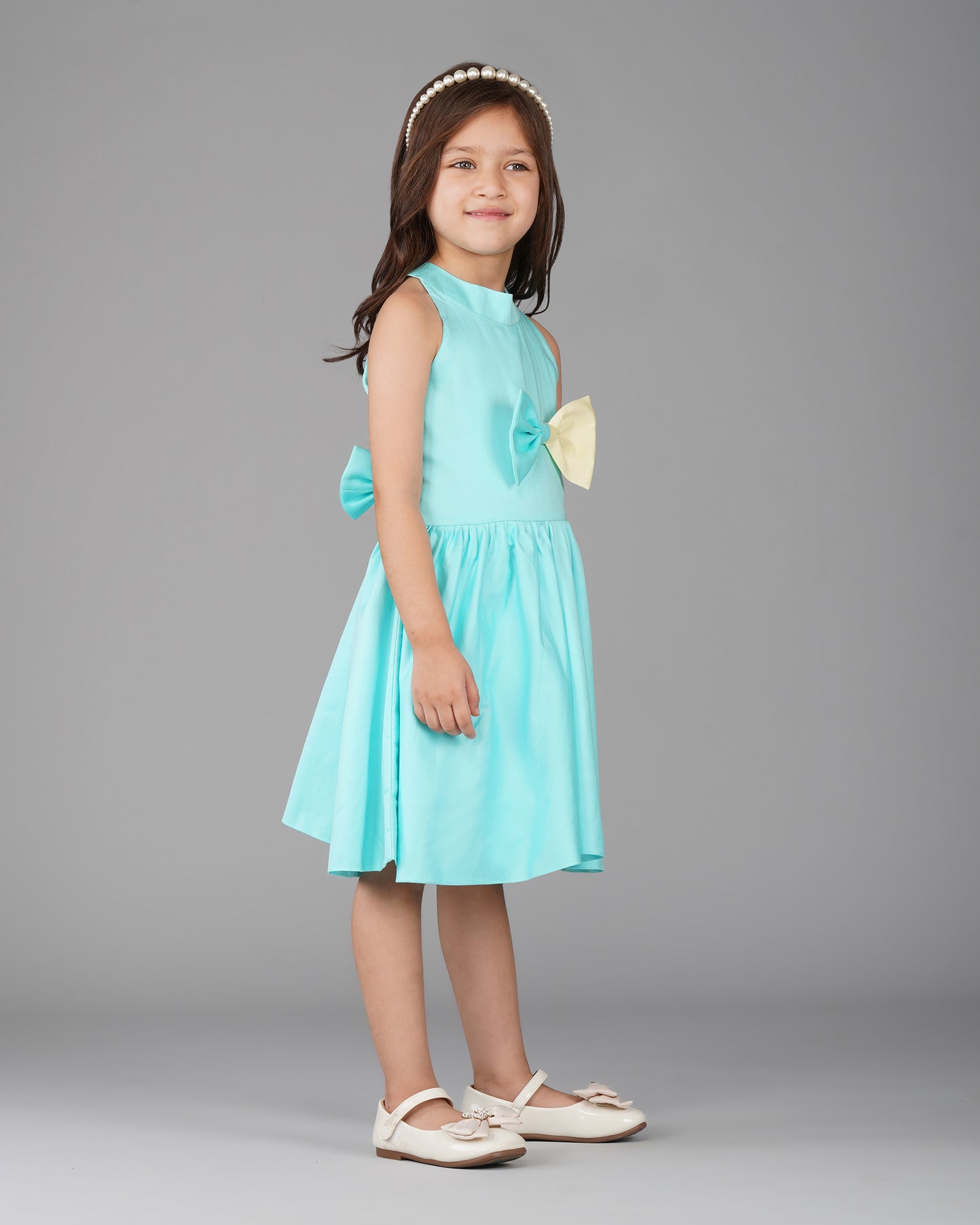 Girls Little Elsa Back Bow Dress