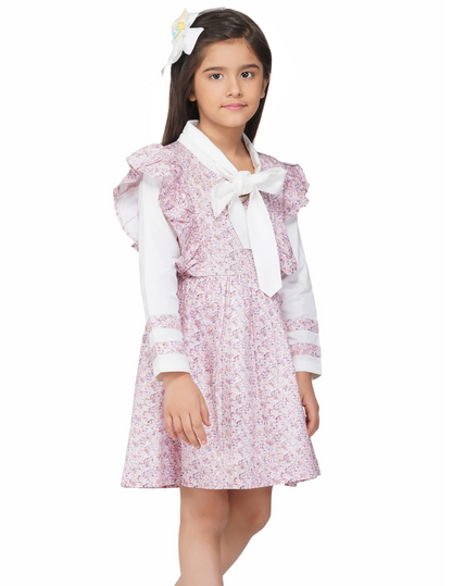 Girls Candy Floss Tie-Neck Dress