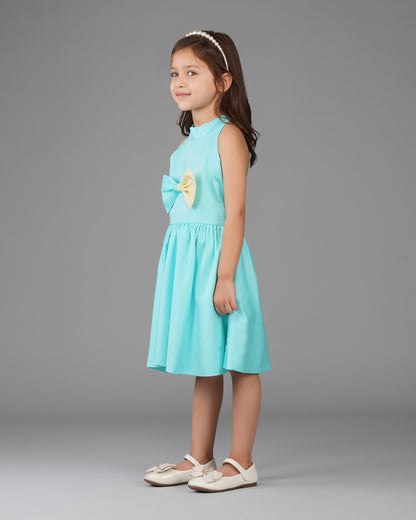 Girls Little Elsa Back Bow Dress