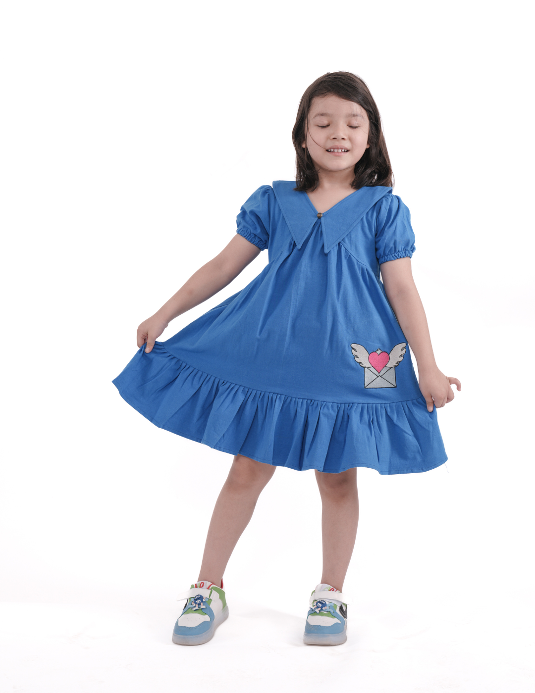 Girls Cone Collar Jersey dress