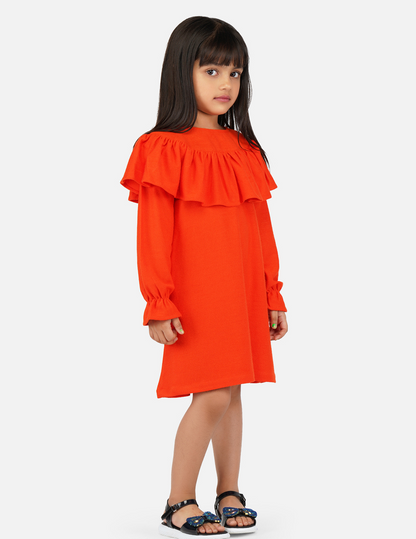 Girls Orange Lolly Skater Dress