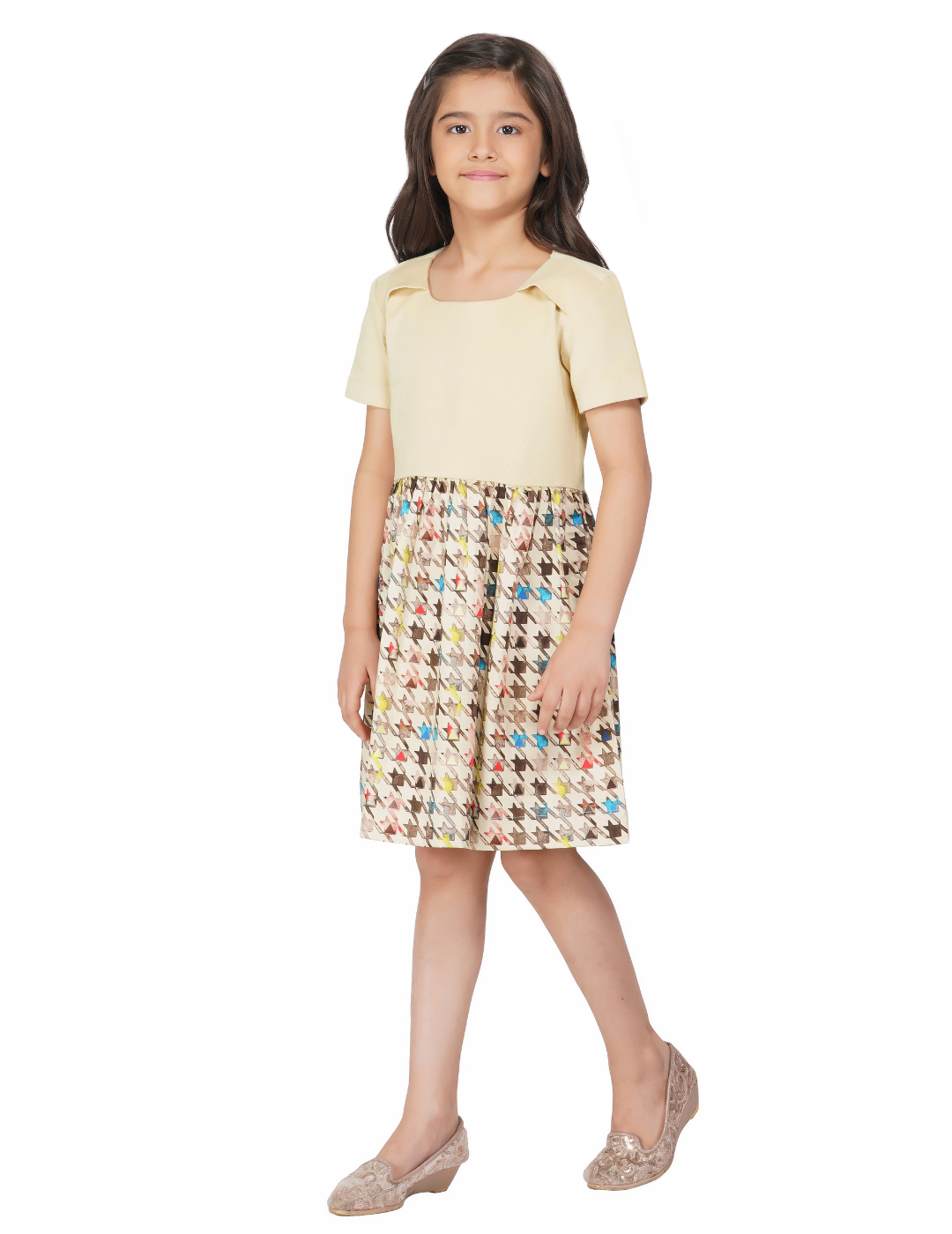 Girls Suede Star Printed Dress