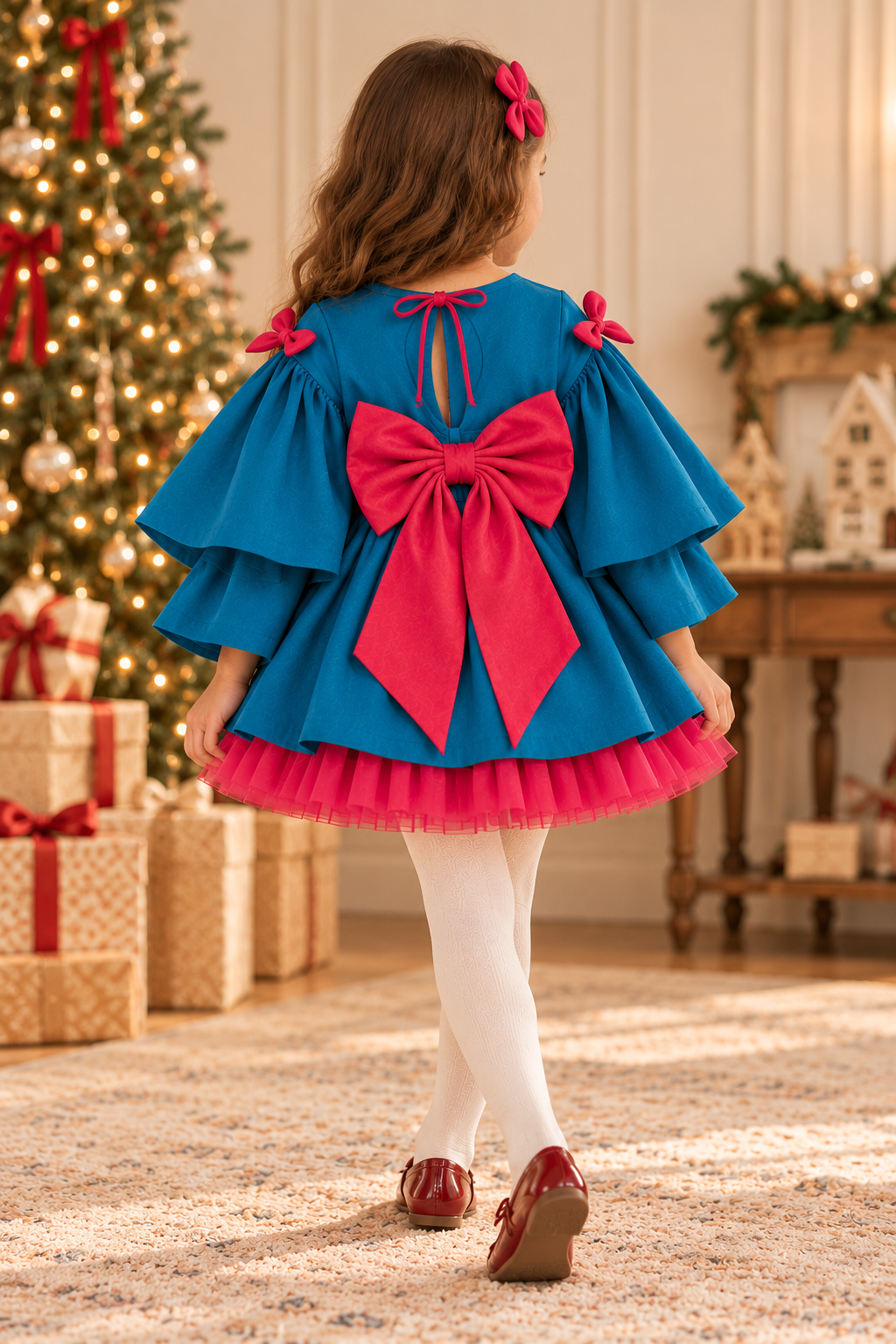 Girls Jane Bow Winter Dress