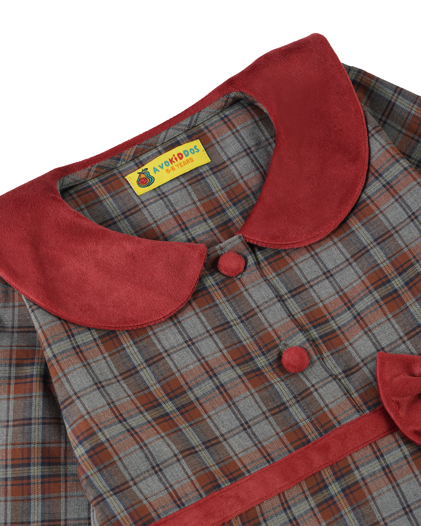Girls Bow Belt Check Dress