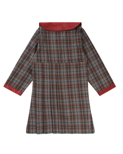 Girls Bow Belt Check Dress