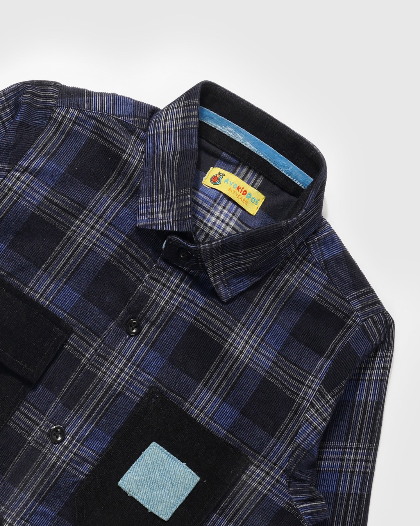 Boys Corduroy Blue Patch Shirt