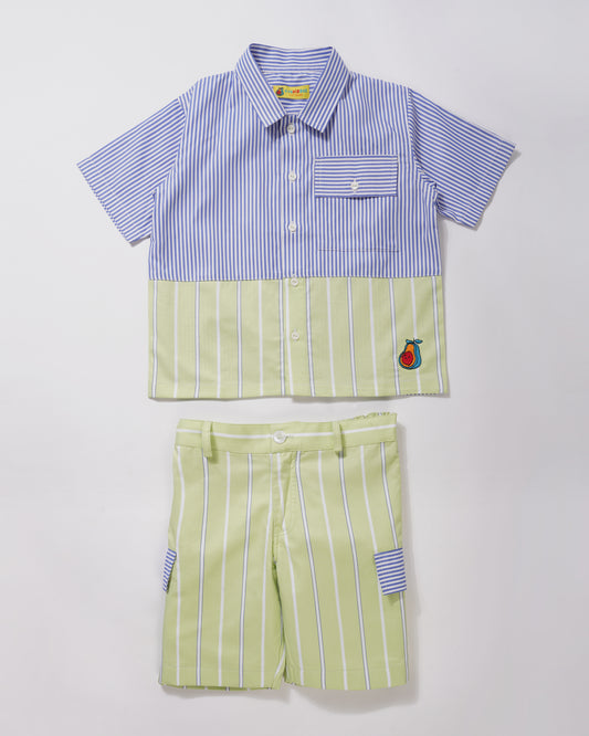 Boys Contrast Stripes Relaxed Fit Co-ord set