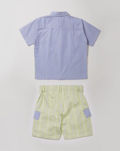 Boys Contrast Stripes Relaxed Fit Co-ord set