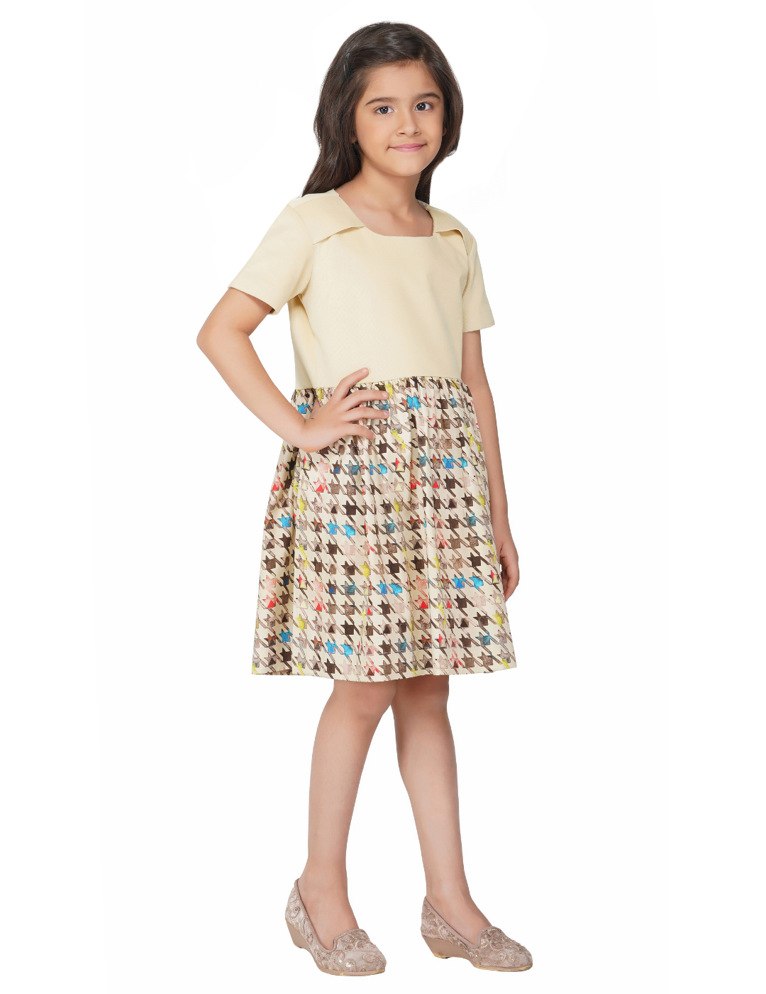 Girls Suede Star Printed Dress