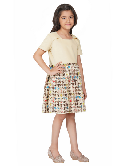 Girls Suede Star Printed Dress