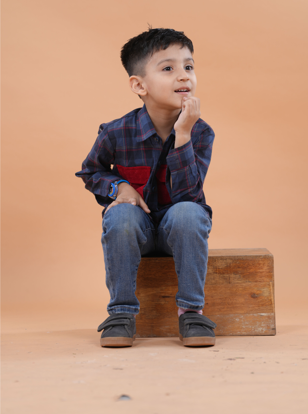 Boys Corduroy Pocket Long Sleeved Shirt