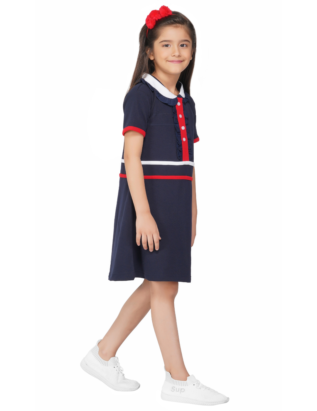 Girls Navy Blue Jersey Dress