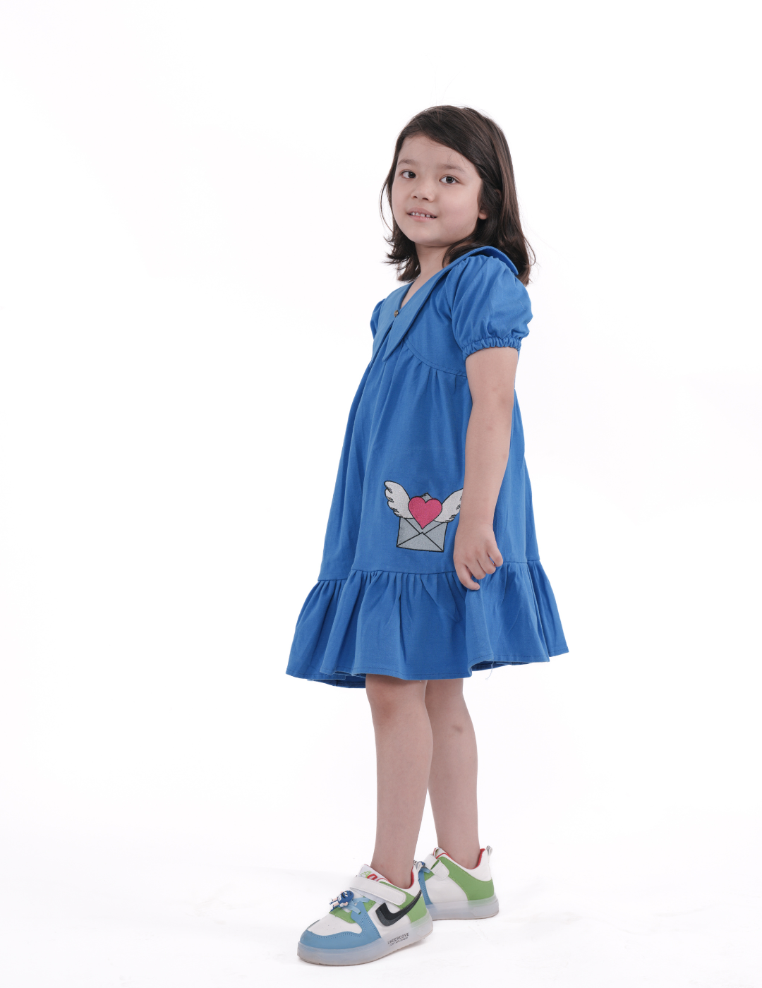 Girls Cone Collar Jersey dress