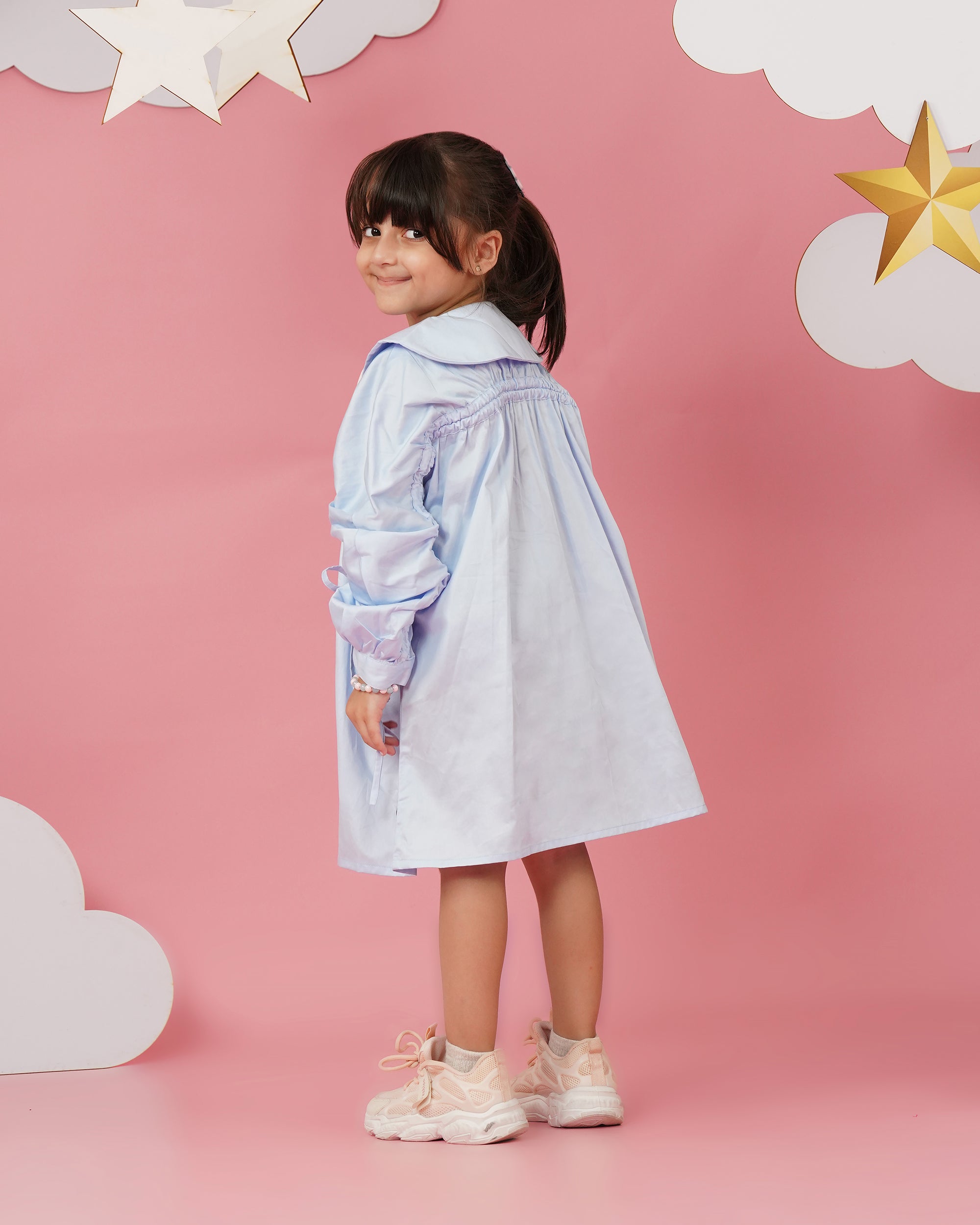 Girls Pink Bow big sleeved Dress