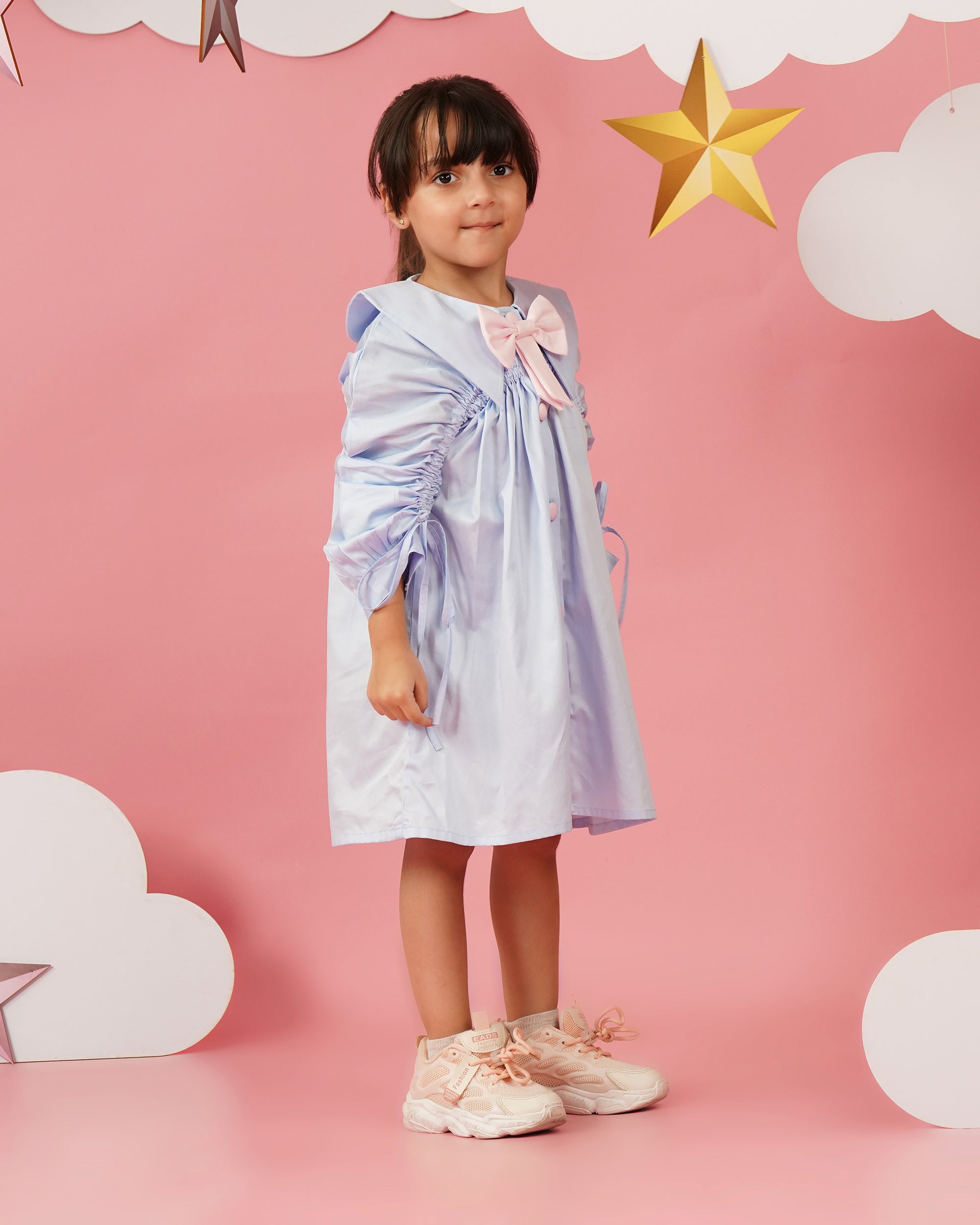 Girls Pink Bow big sleeved Dress