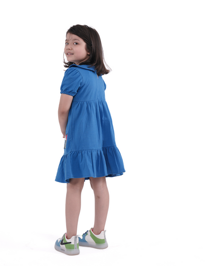 Girls Cone Collar Jersey dress