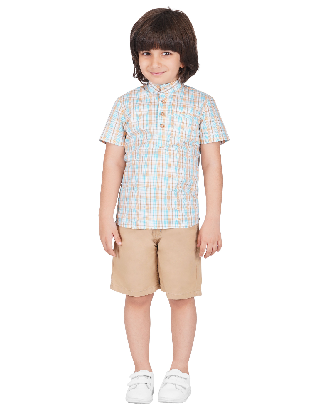 Boys Chinese Collar Short Sleeved shirt