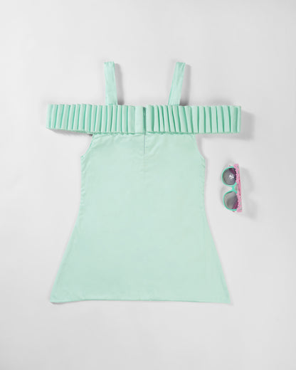 Girls Mermaid Pleated Off Shoulder Dress