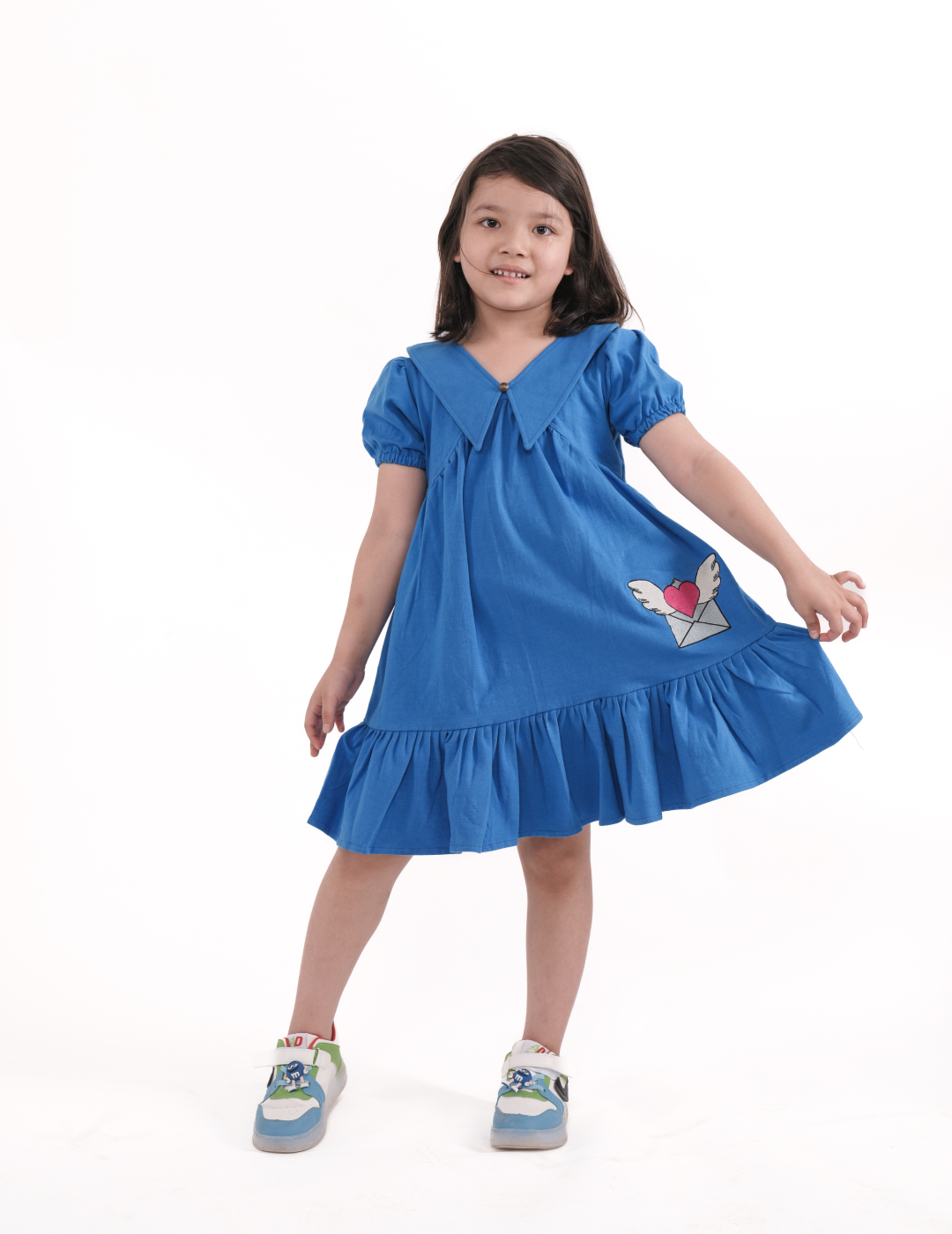 Girls Cone Collar Jersey dress