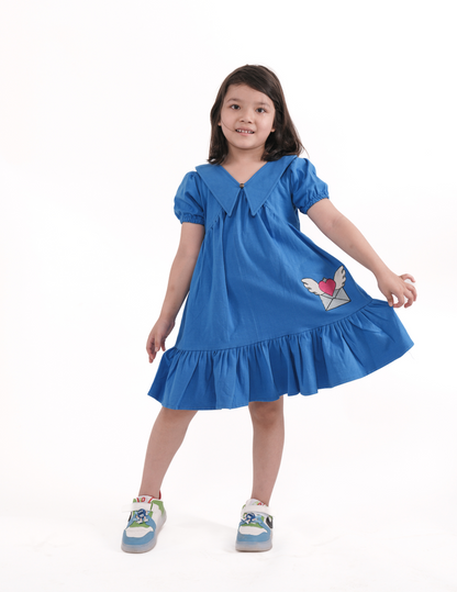 Girls Cone Collar Jersey dress