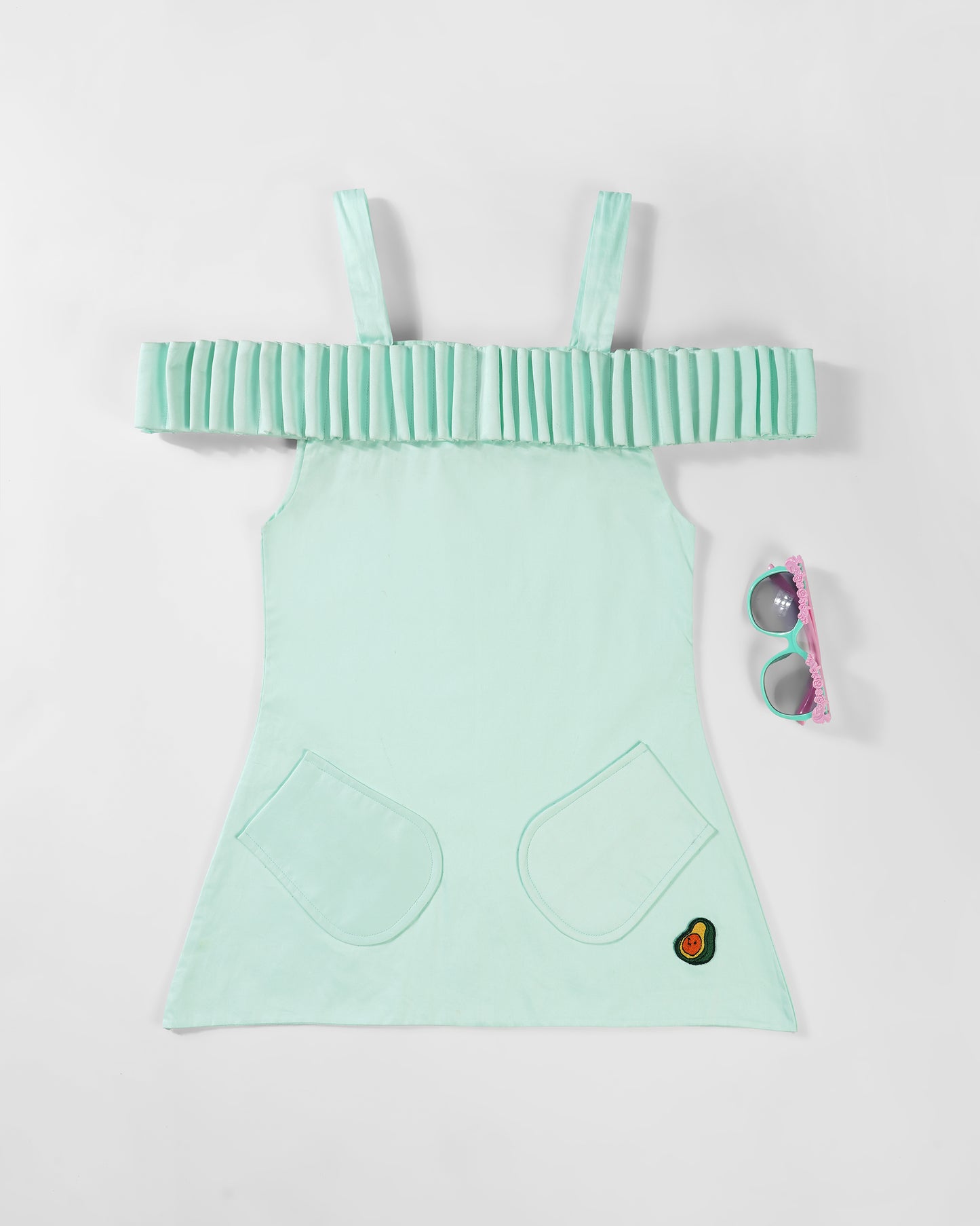 Girls Mermaid Pleated Off Shoulder Dress