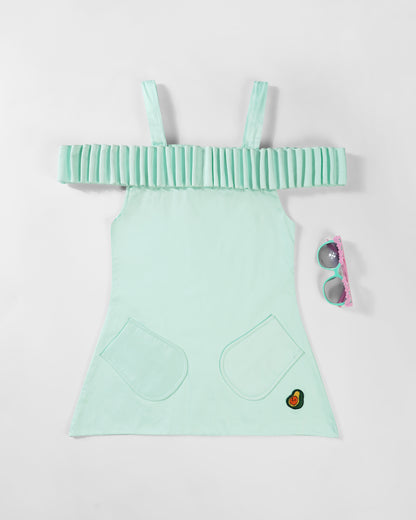 Girls Mermaid Pleated Off Shoulder Dress